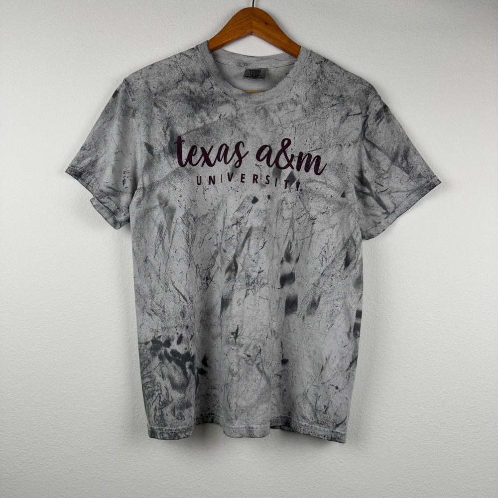 Comfort Colors Texas A&M T-Shirt Womens Medium Gray Excellent Acid Wash Casual